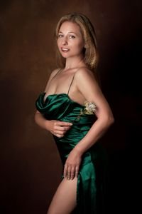 Winter wedding guest dresses emerald satin gown for a winter wedding